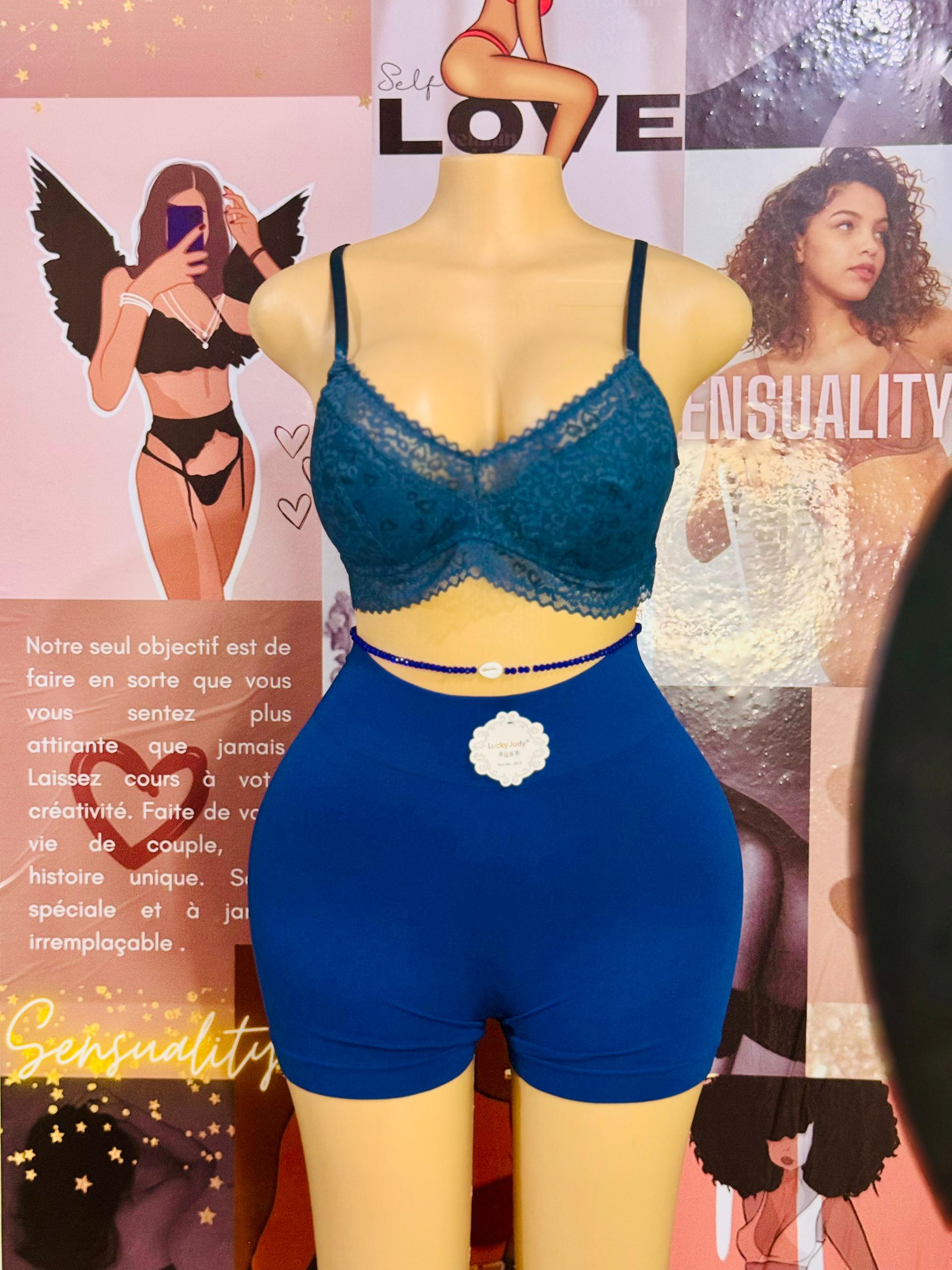 Ensemble Confort Sculptant - Bleu Séduction avec Motif "XOXO"